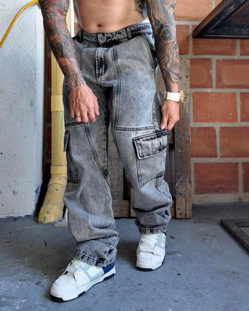Jean baggy Negro 3 Cortes Cargo 2602