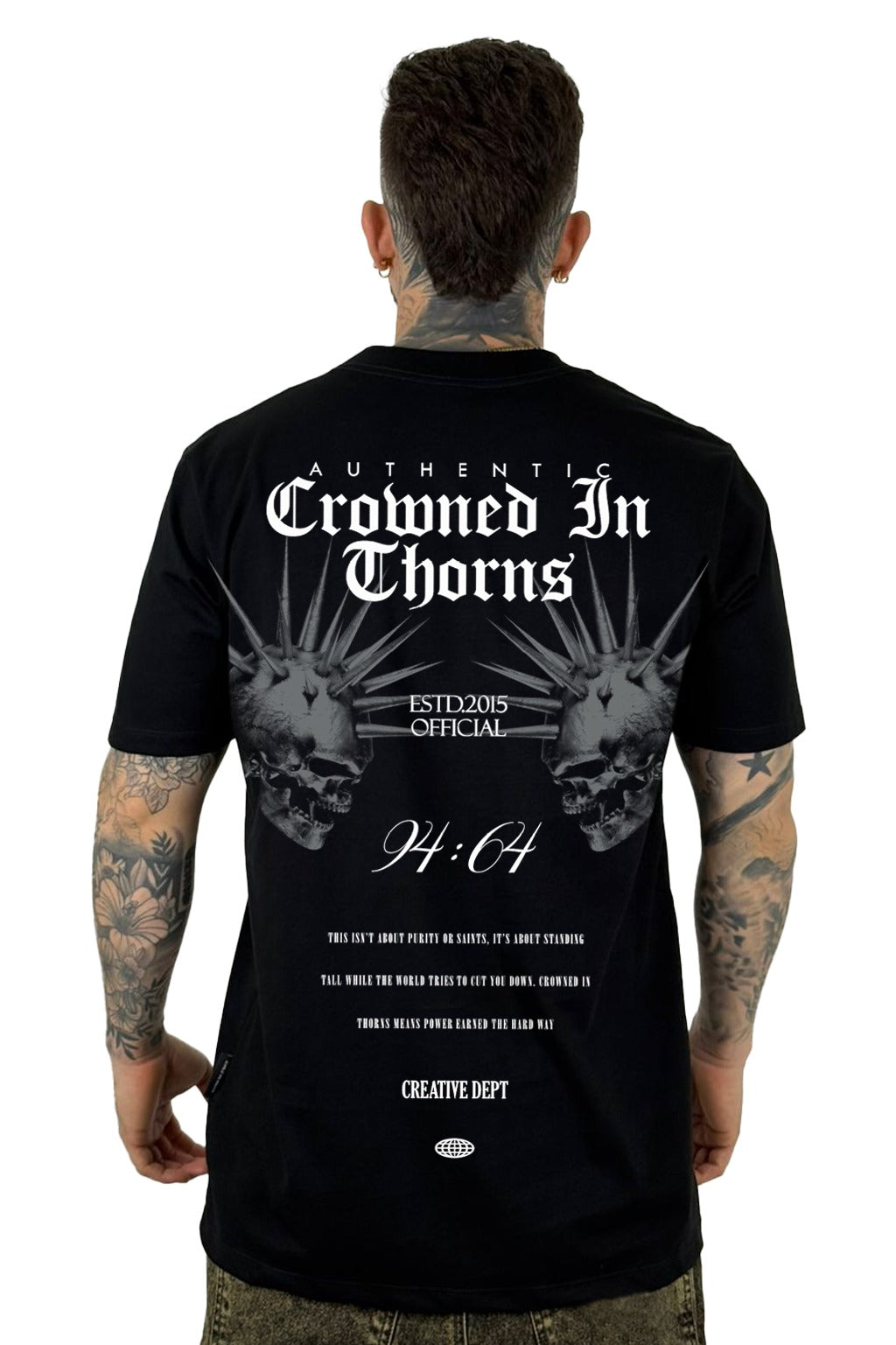 Camiseta Negra Crowned in Thorns Alto Gramaje