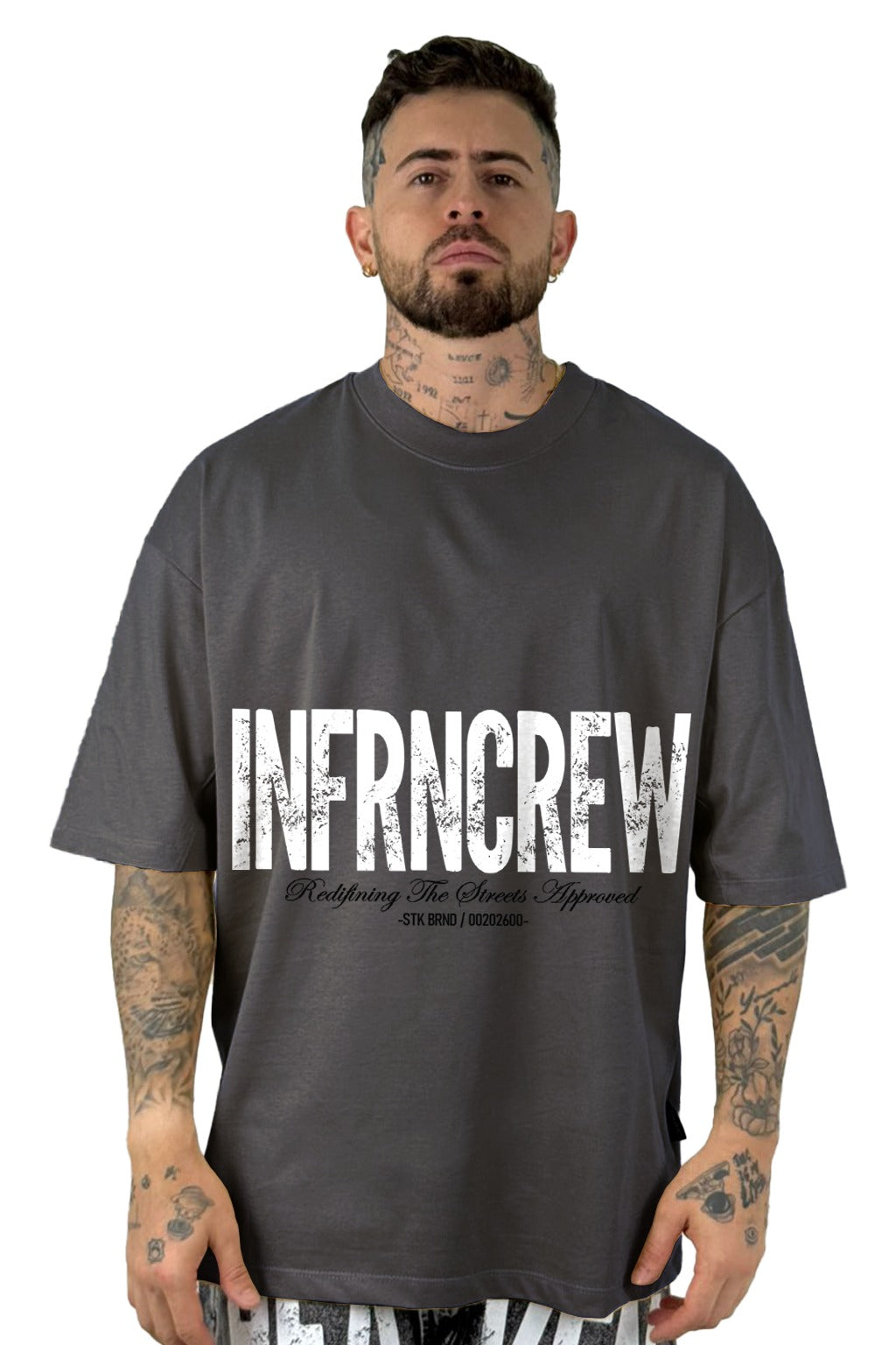 Oversize Gris Inferno Crew Alto Gramaje
