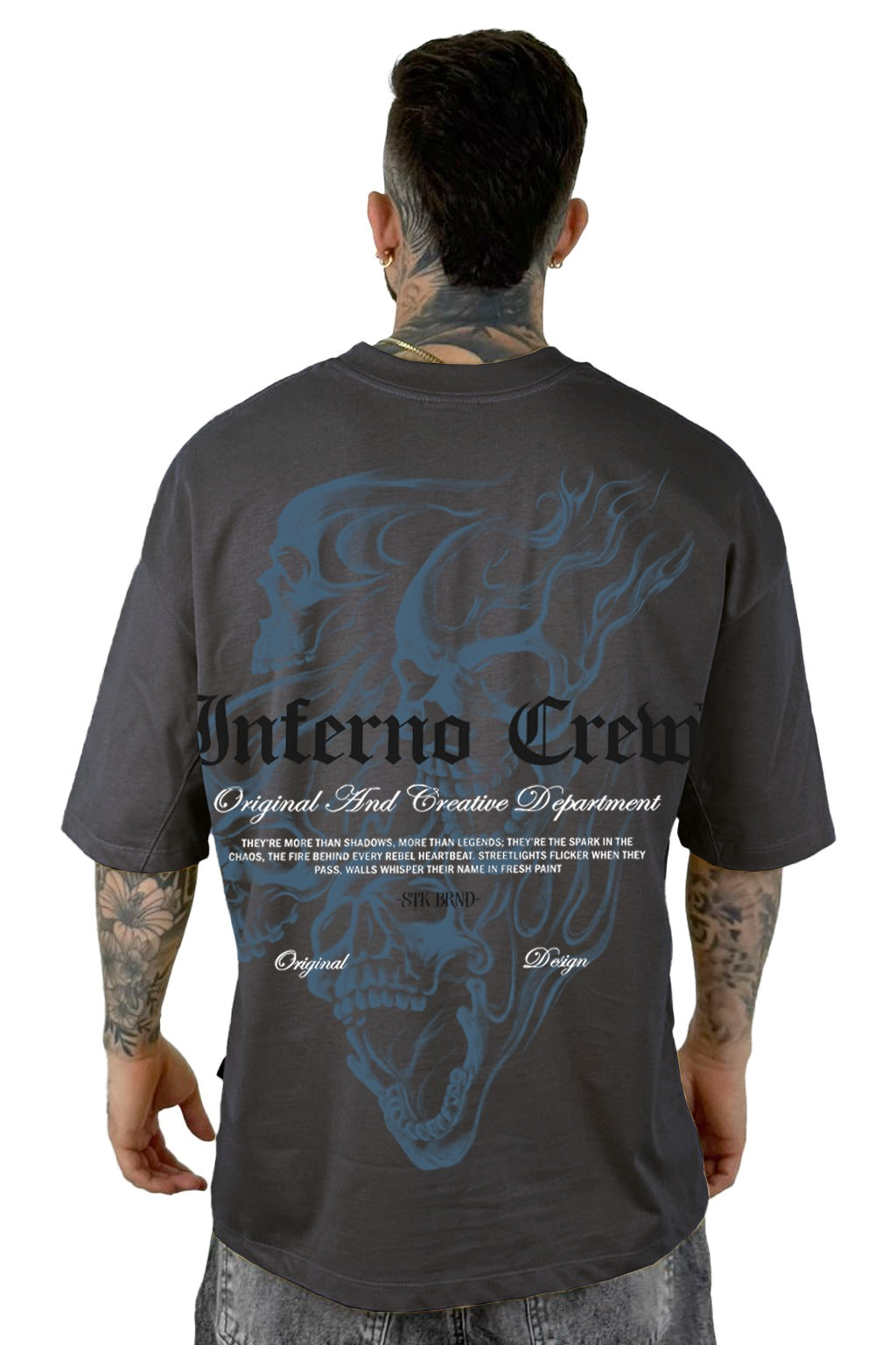 Oversize Gris Inferno Crew Alto Gramaje