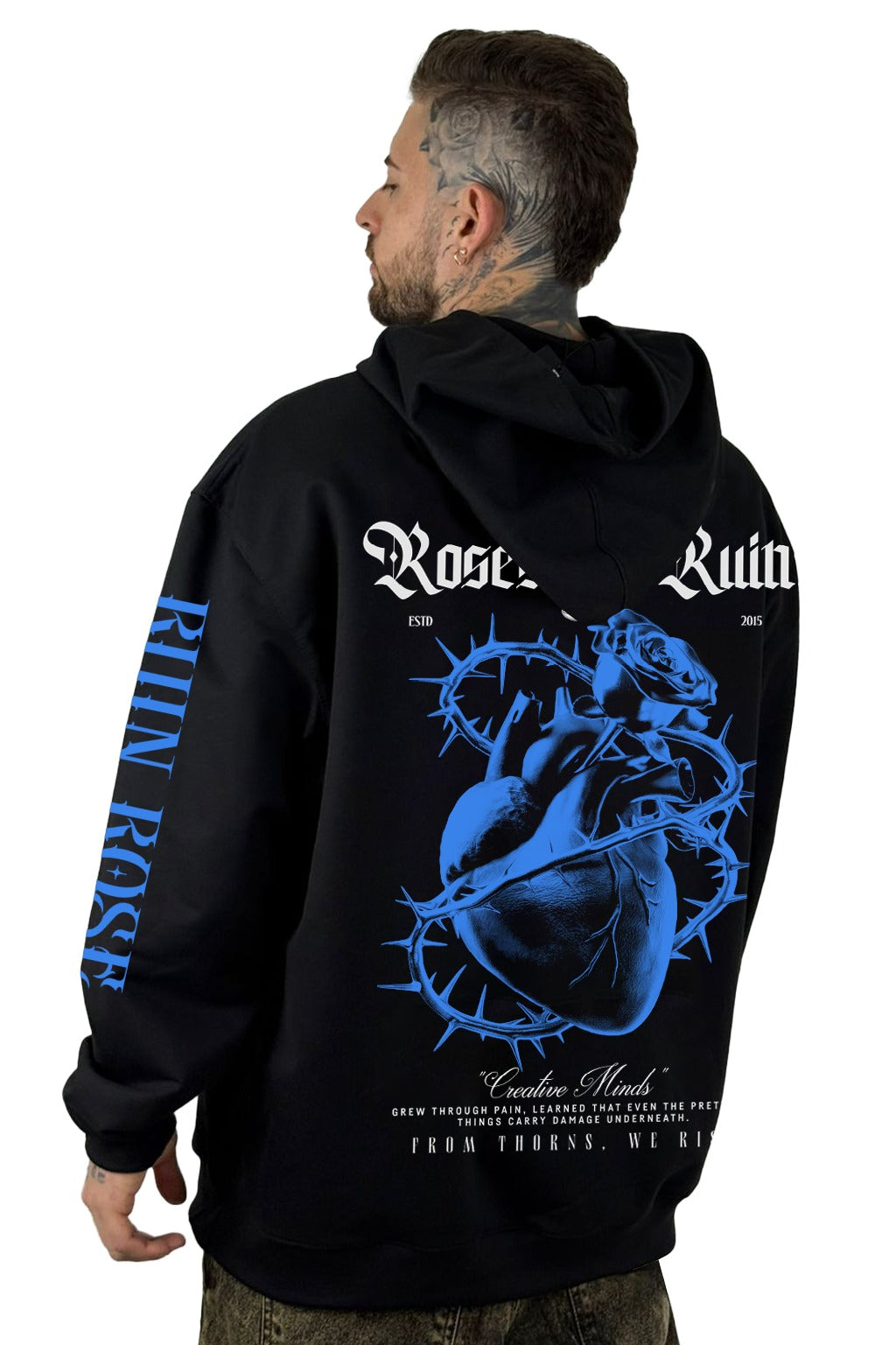 Buzo Capucha Negro Roses Y Ruin