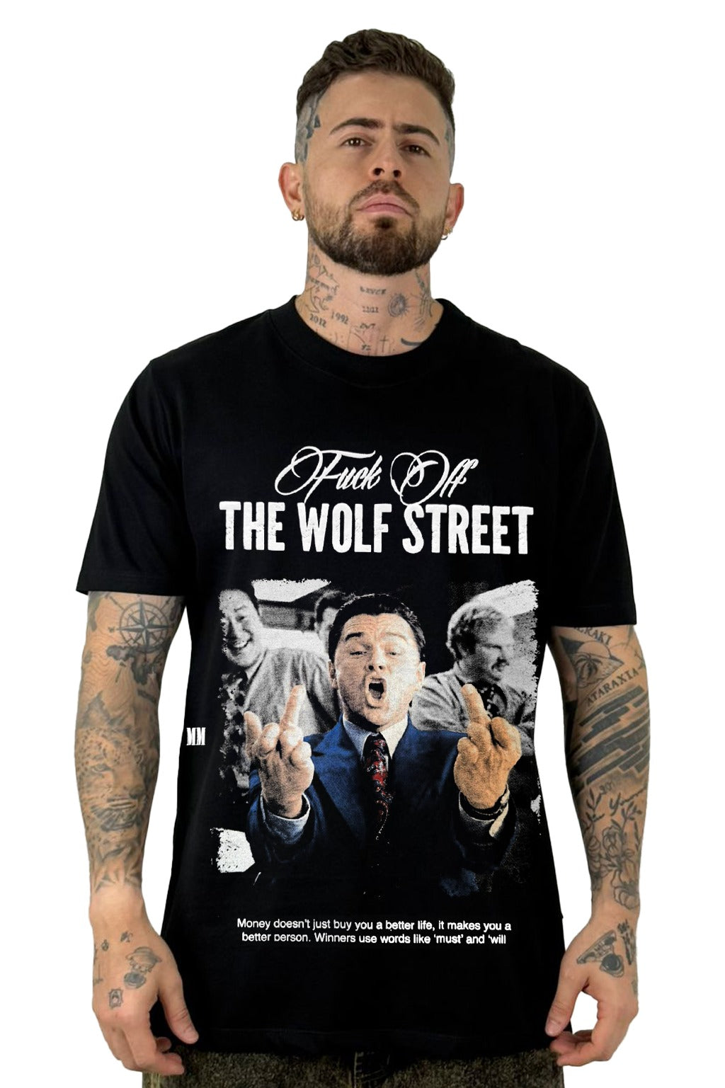 Camiseta Negra The Wolf Street Alto Gramaje