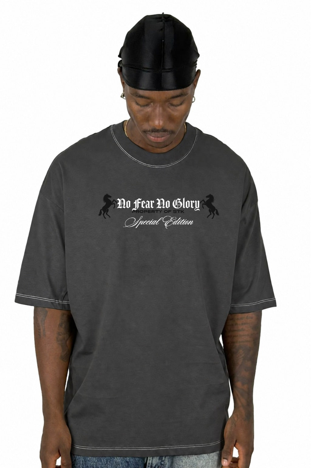 Oversize Gris No Fear No Glory Alto Gramaje