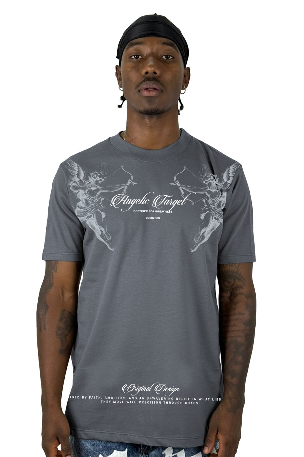 Camiseta Gris Acero Angelic Target Alto Gramaje