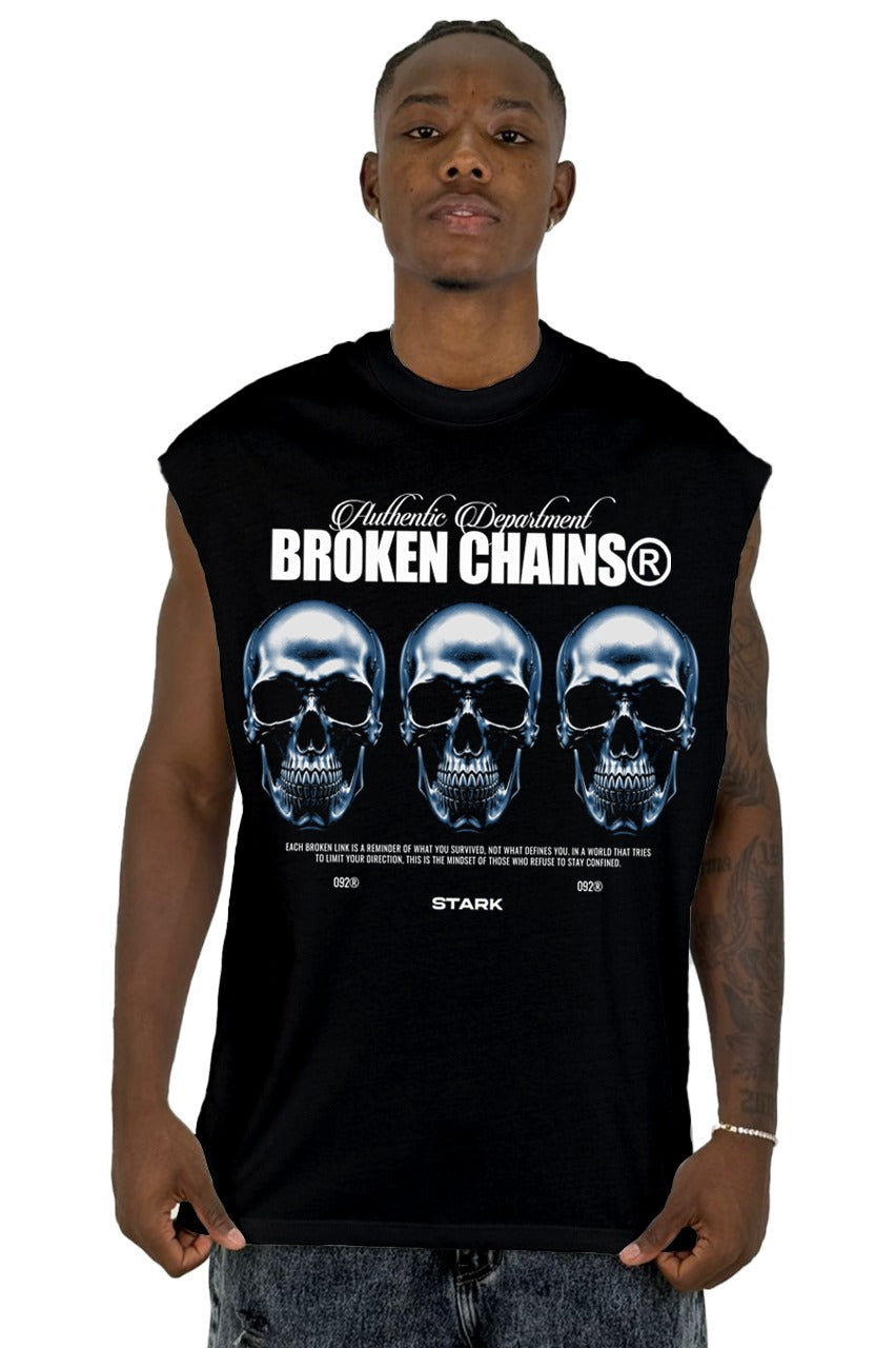Camisilla Negra Broken Chains Alto Gramaje