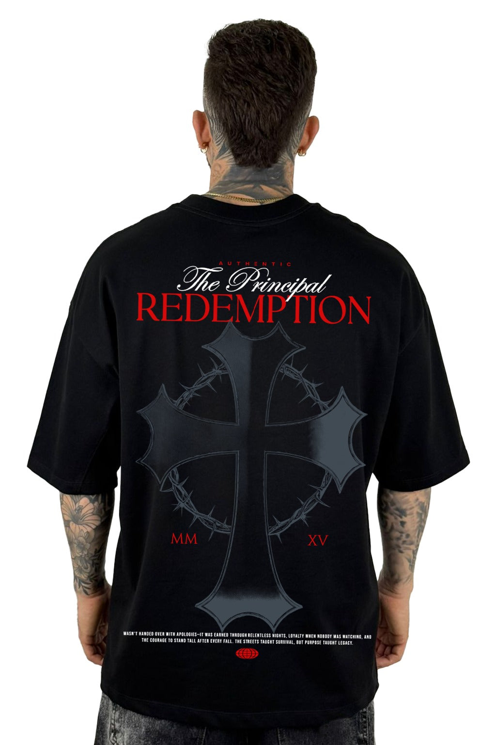 Oversize Negra Redemption Cruz Alto Gramaje