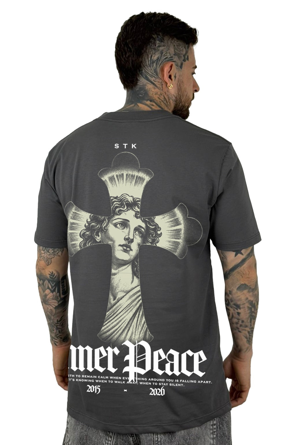 Camiseta Gris Oscuro Imer Peace Cruz Alto Gramaje