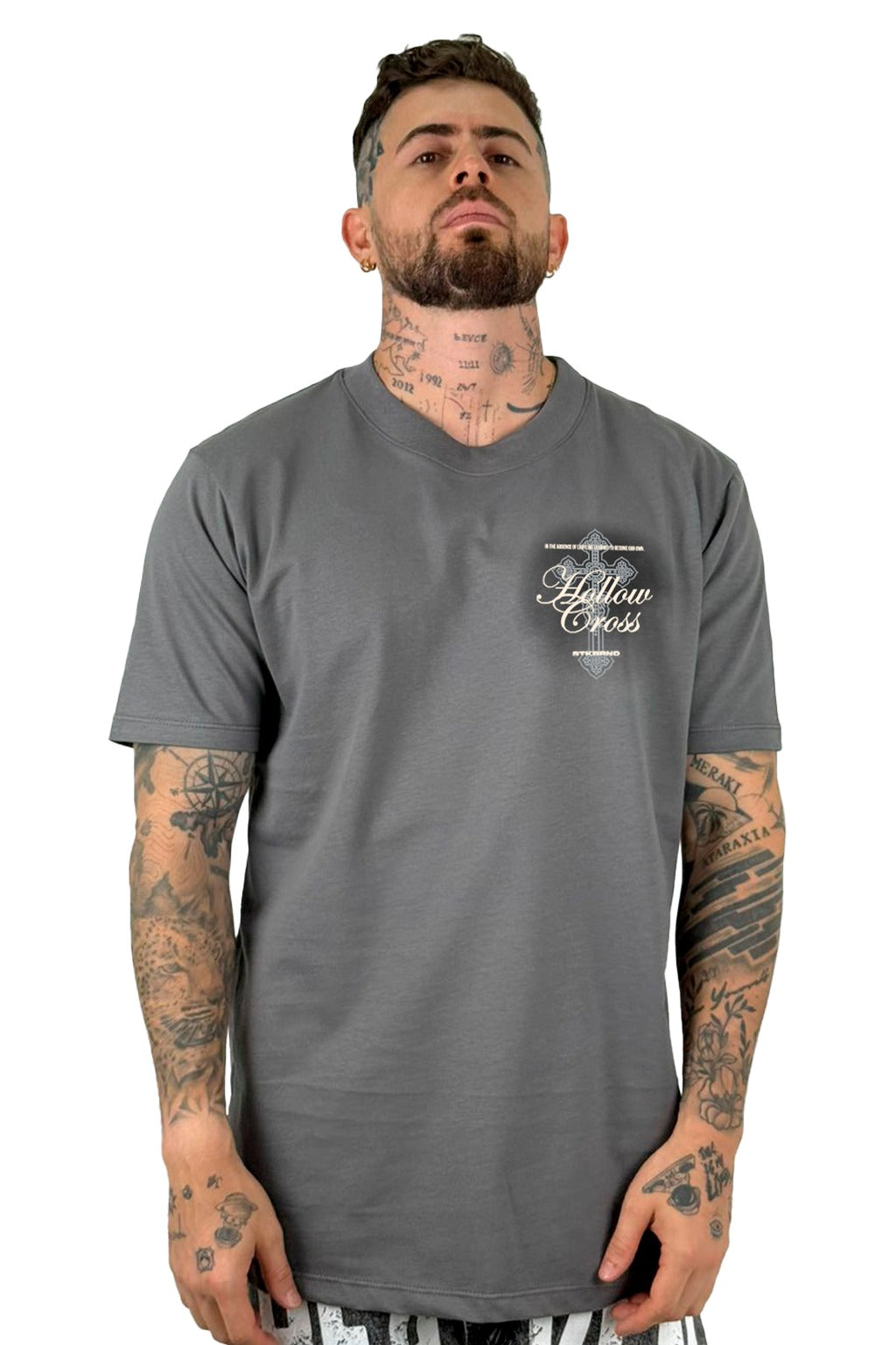 Camiseta Gris Hollow Cross Cruz Alto Gramaje