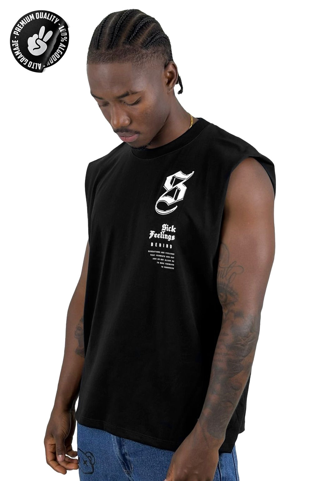 Camisilla Negra Sick Feelings Alto Gramaje