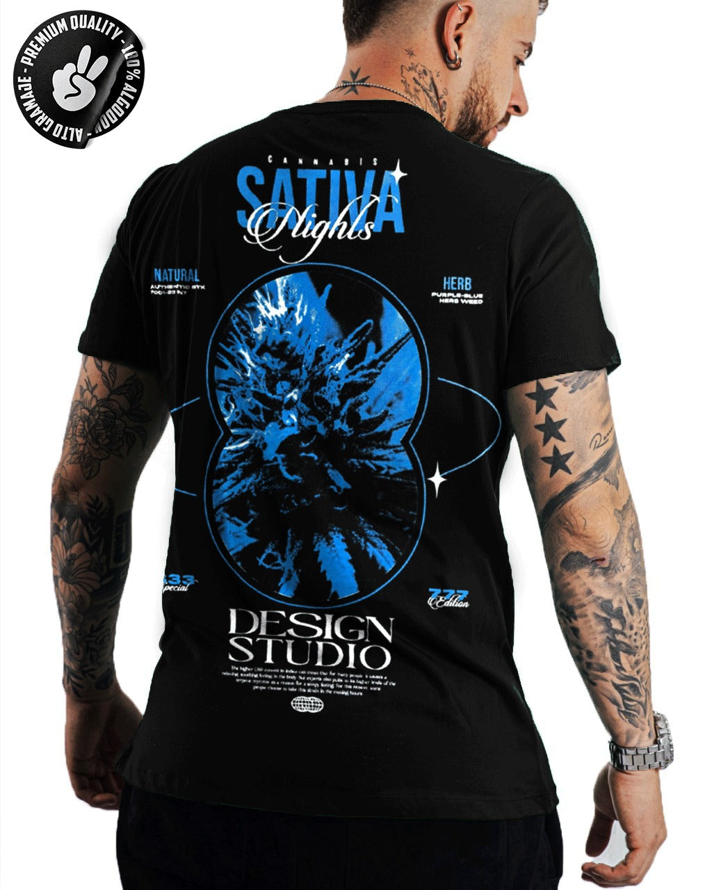 Camiseta Negra Sativa Alto Gramaje