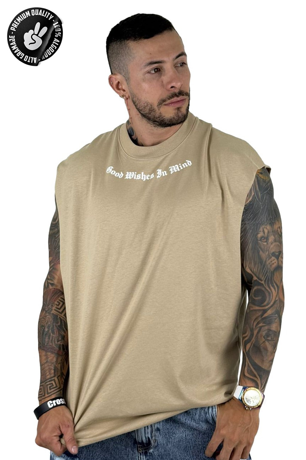 Camisilla beige good wishes Alto Gramaje