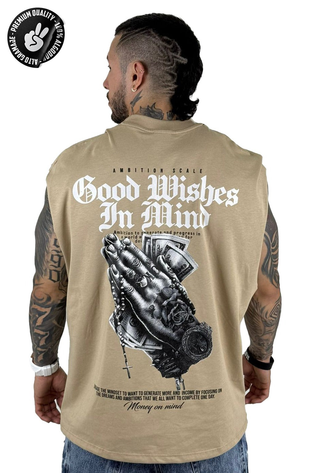 Camisilla beige good wishes Alto Gramaje