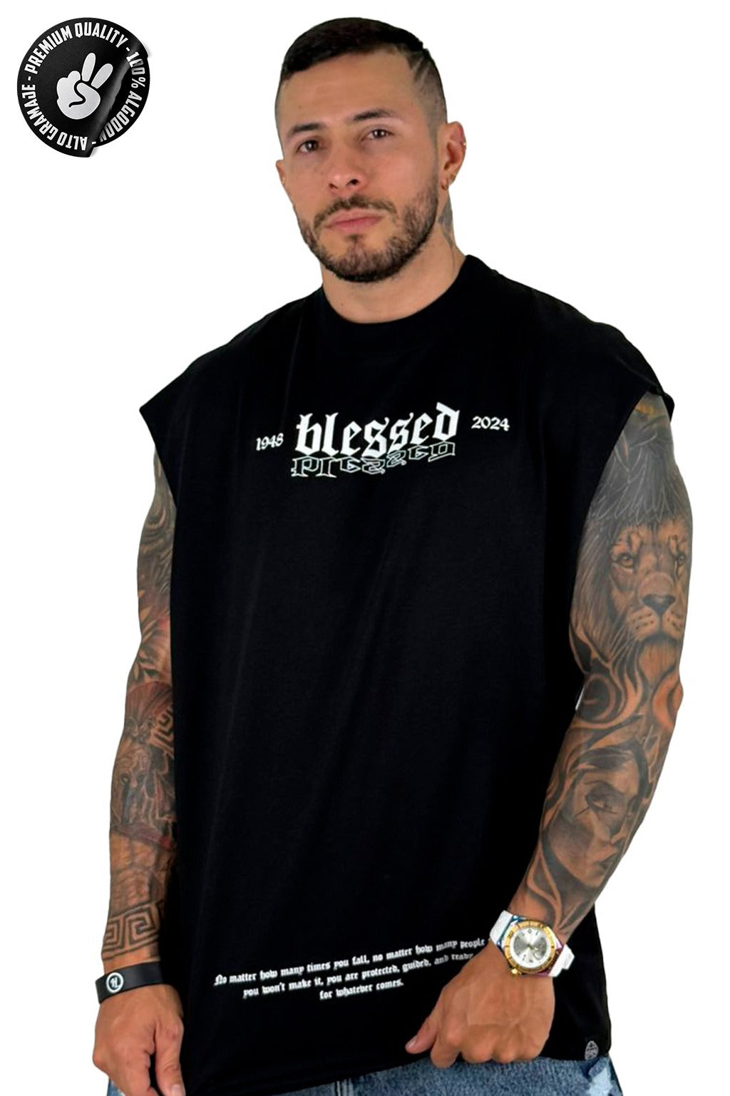 Camisilla blessed angel negro Alto Gramaje