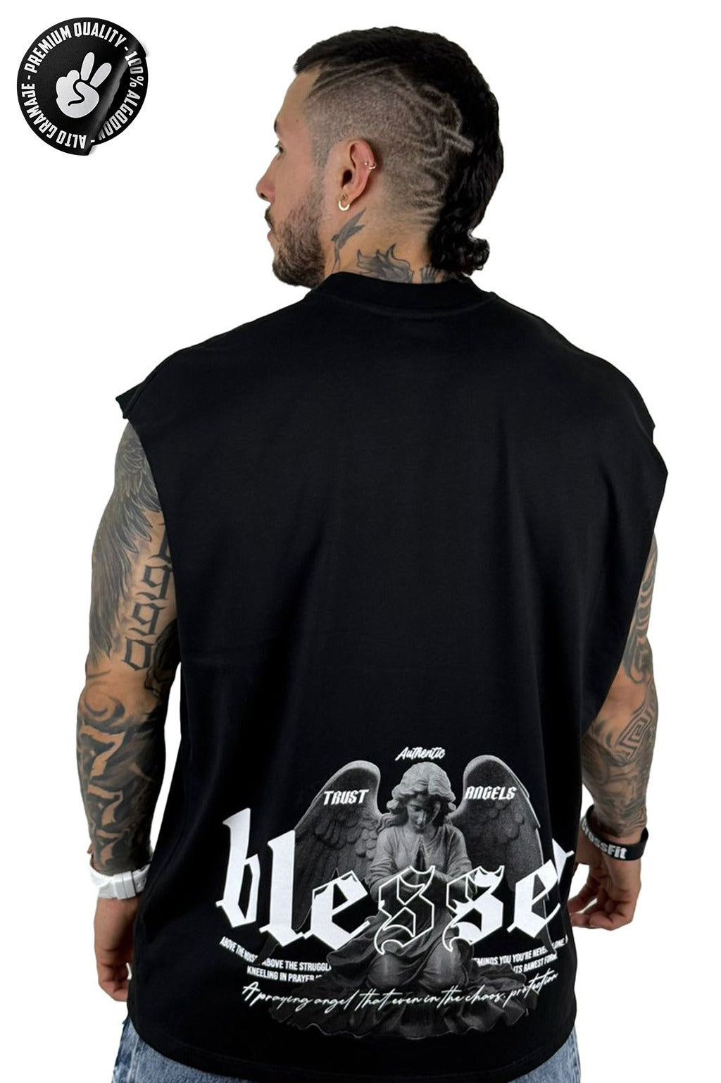 Camisilla blessed angel negro Alto Gramaje