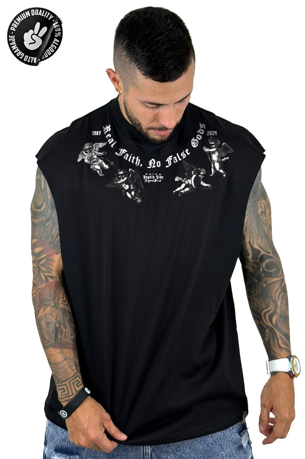 Camisilla Alto Gramaje negro real faith