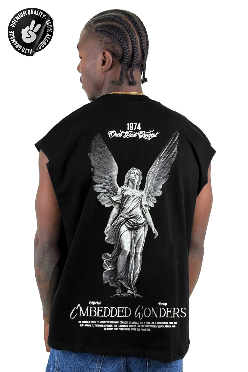 Camisilla Alto Gramaje negro wonders 1974