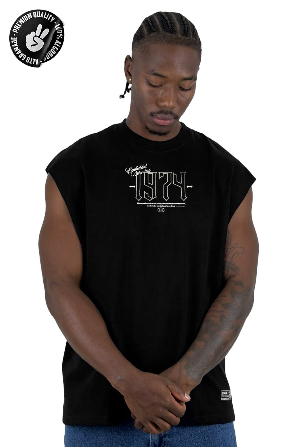 Camisilla Alto Gramaje negro wonders 1974