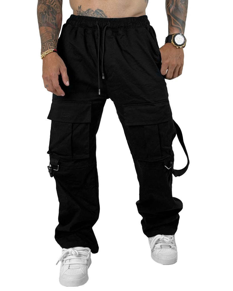 Jogger Negro tiras baggy