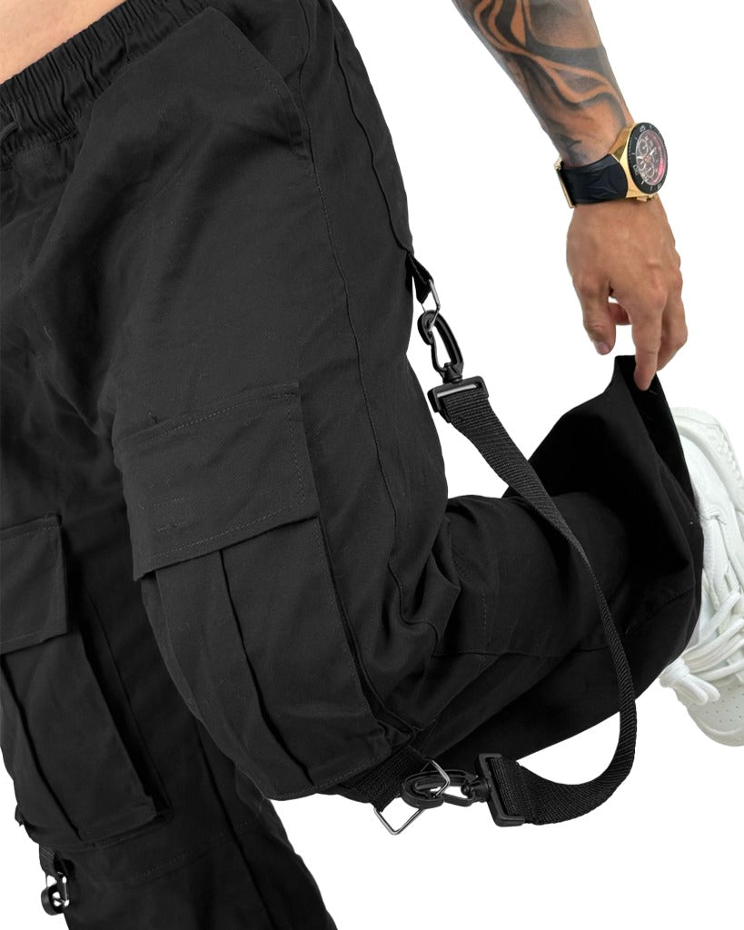 Jogger Negro tiras baggy