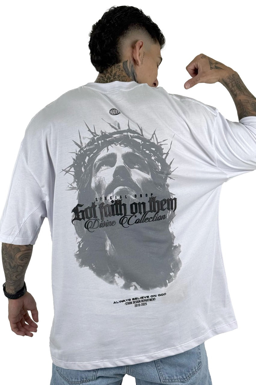 Oversize Blanca Got Faith Alto Gramaje