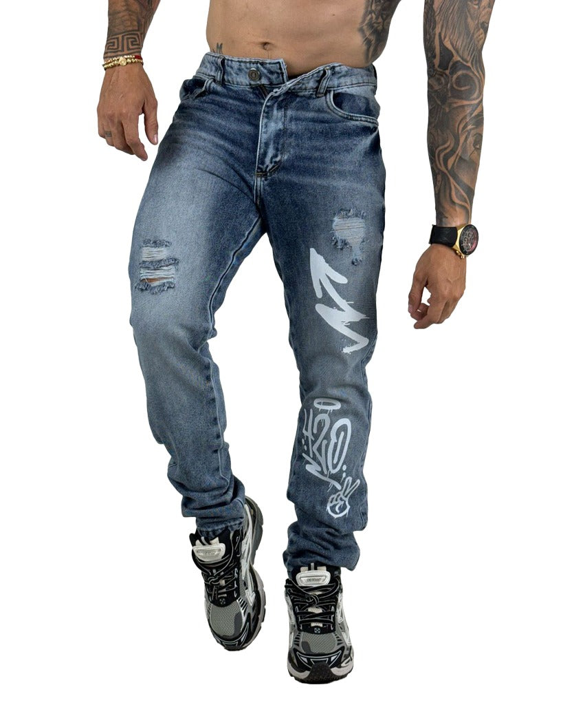 Jean regular con sky stamp 420