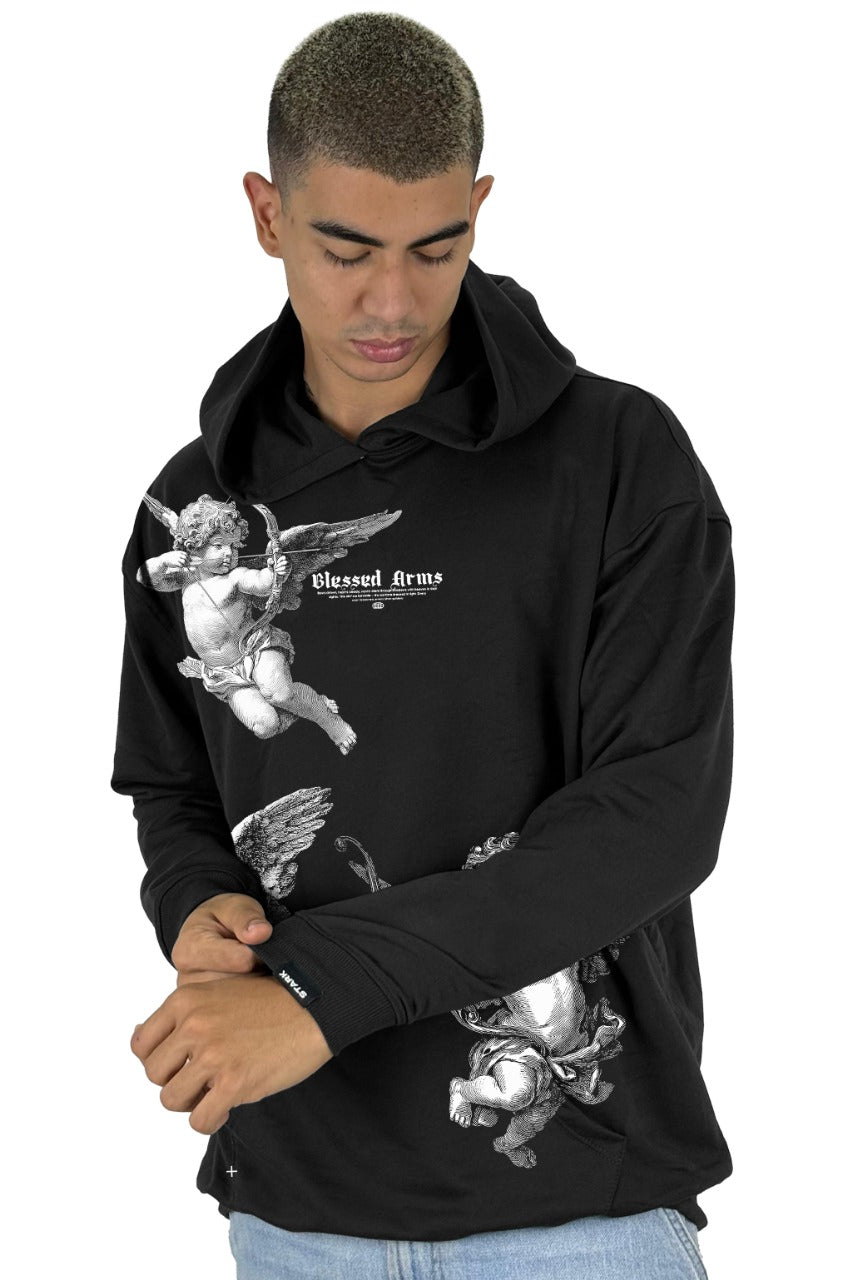Buzo Capucha Negro Blessed Cupido