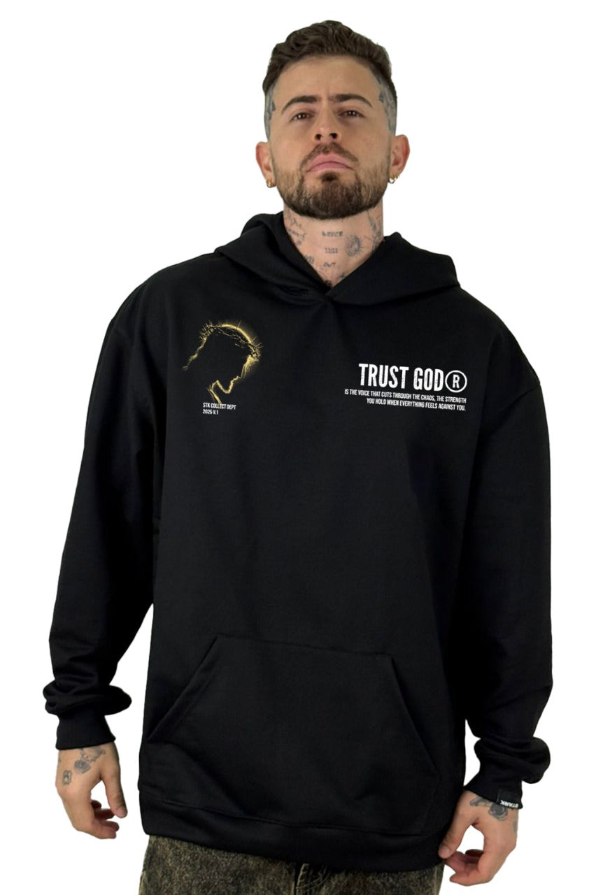Buzo Capucha Negro Trust God