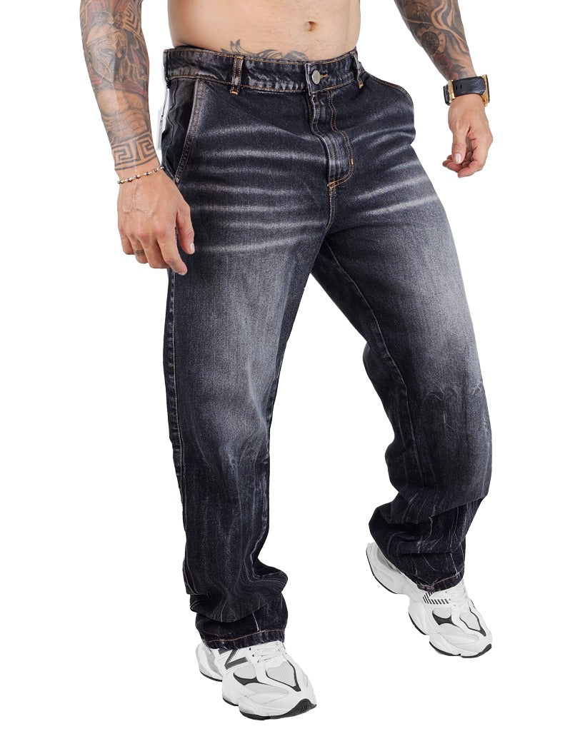 Jean Baggy Clasico Negro Big+Samblast Blanco 0015