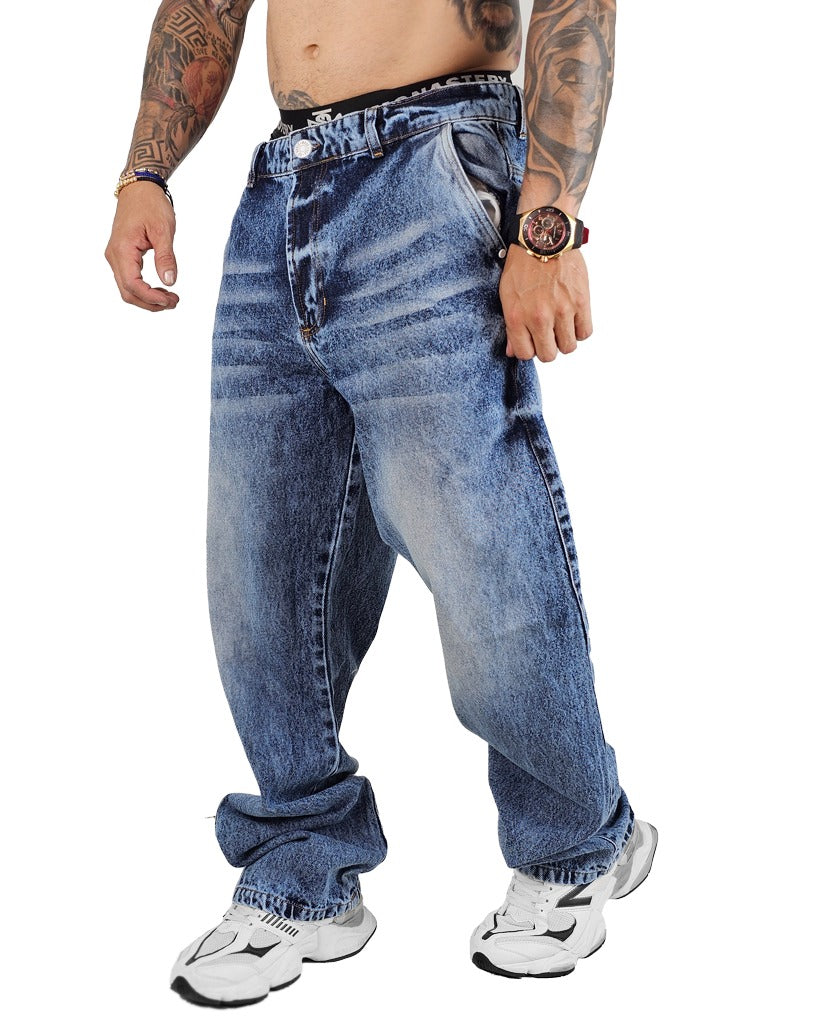 Jean Baggy Clasico azul Big sky Blanco 0018