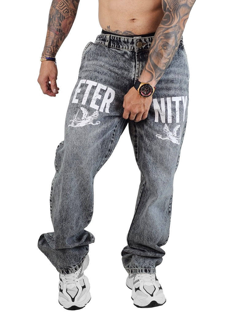 Jean Baggy Negro verdoso Sky Stamp Eternity 0010