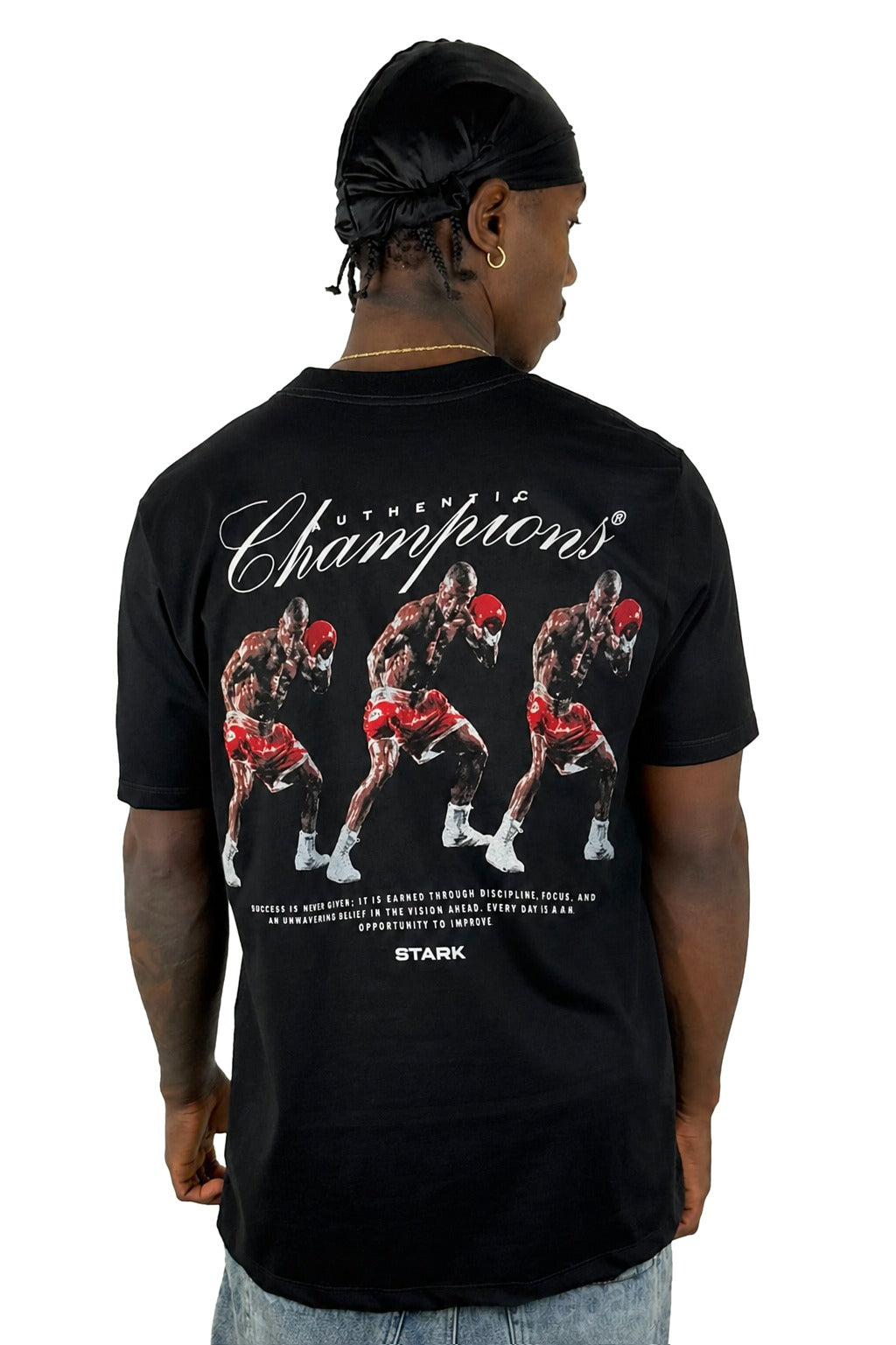 Camiseta Negra Champions Boxeo Alto Gramaje