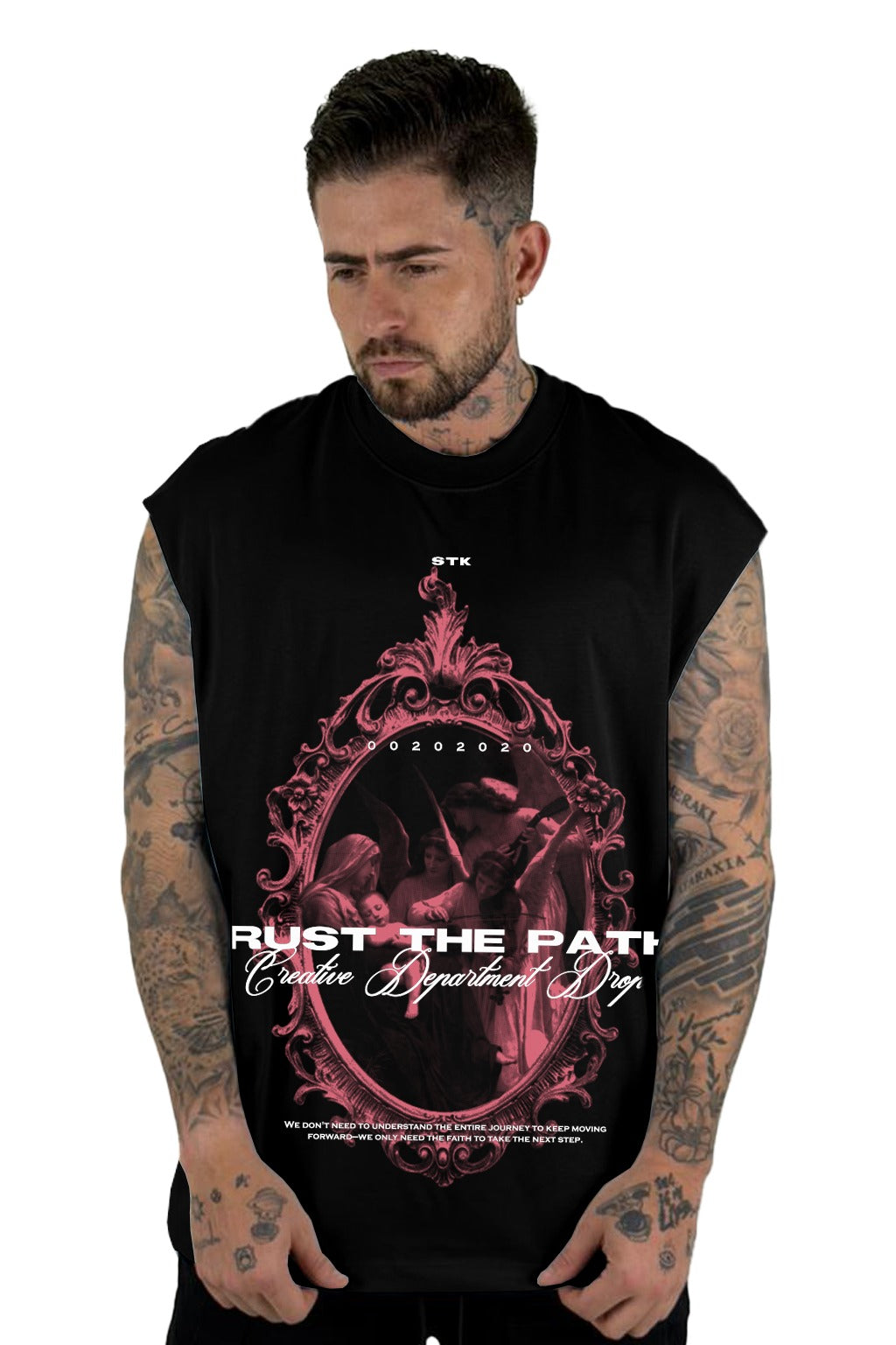 Camisilla Negra Trust The Path Alto Gramaje