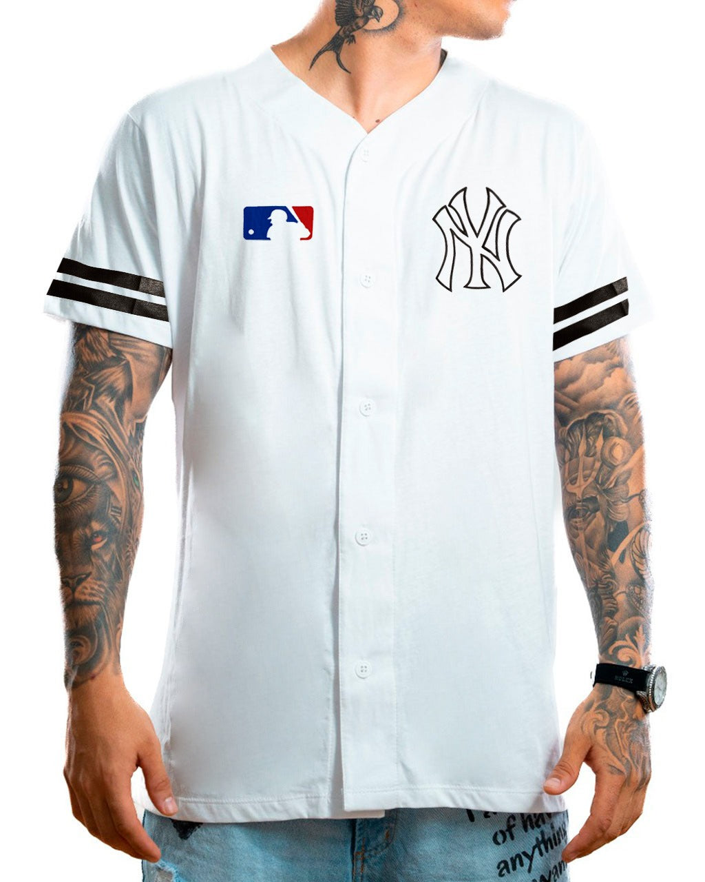 Beisbolera Blanca Ny cinta Mangas