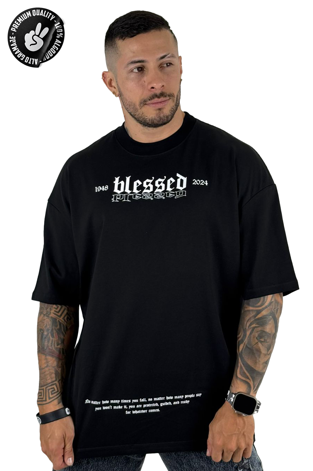 Oversize negra Blessed Angel Negro alto gramaje