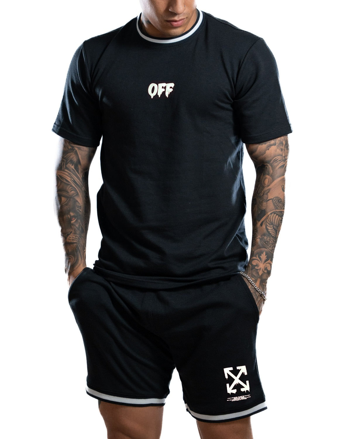 Conjunto Negro OFF blanco