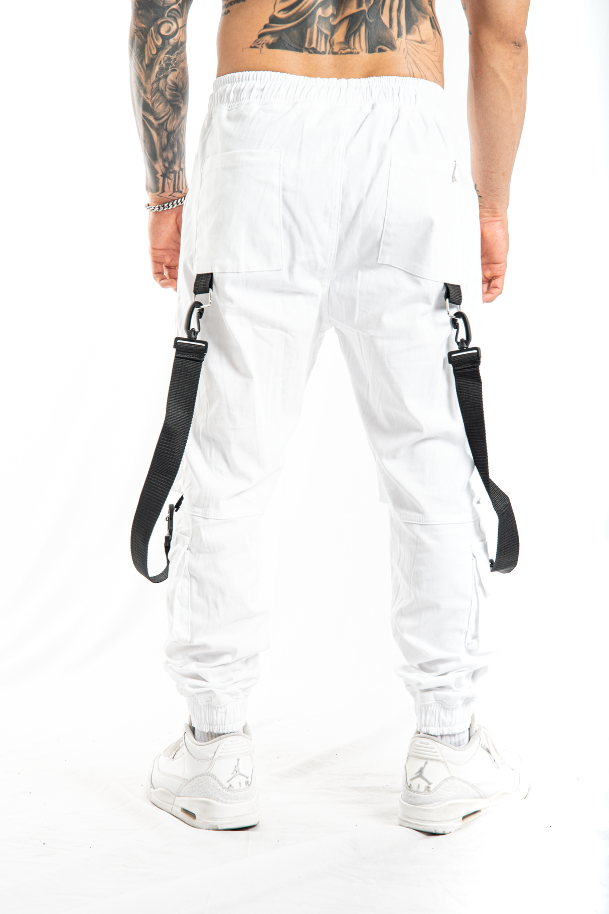 Jogger Blanco 4 Bolsillos Tiras