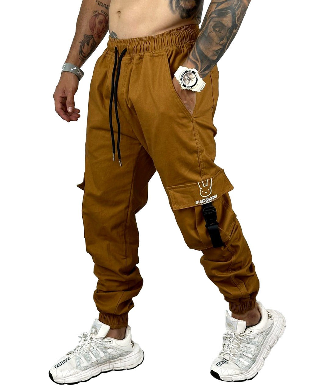 Jogger Amarillo Quemado Cinta Falla Y Estampado