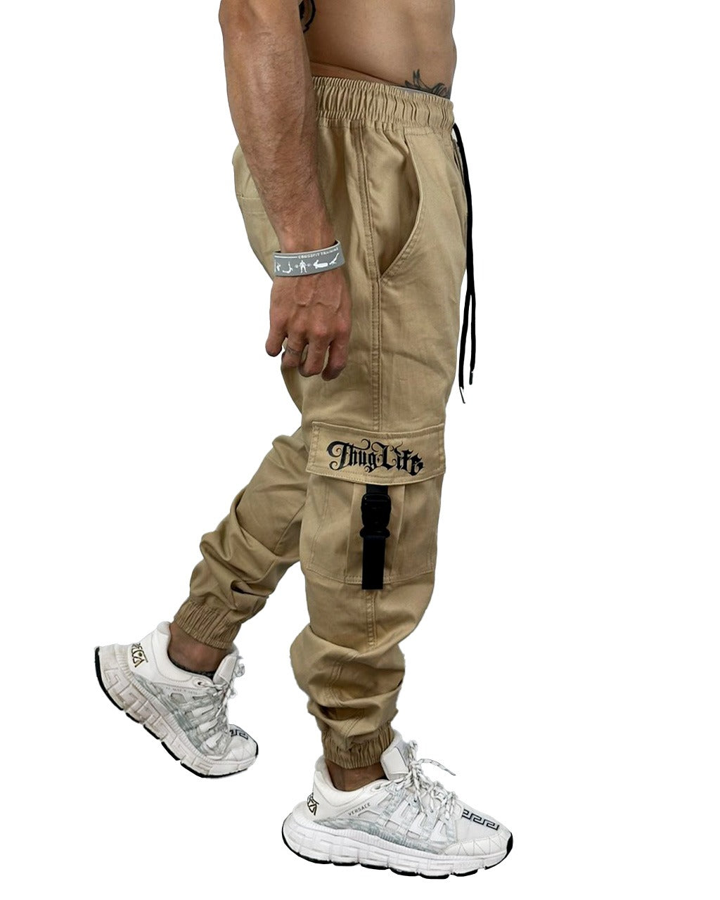 Jogger Beige Cinta Falla Y Estampado