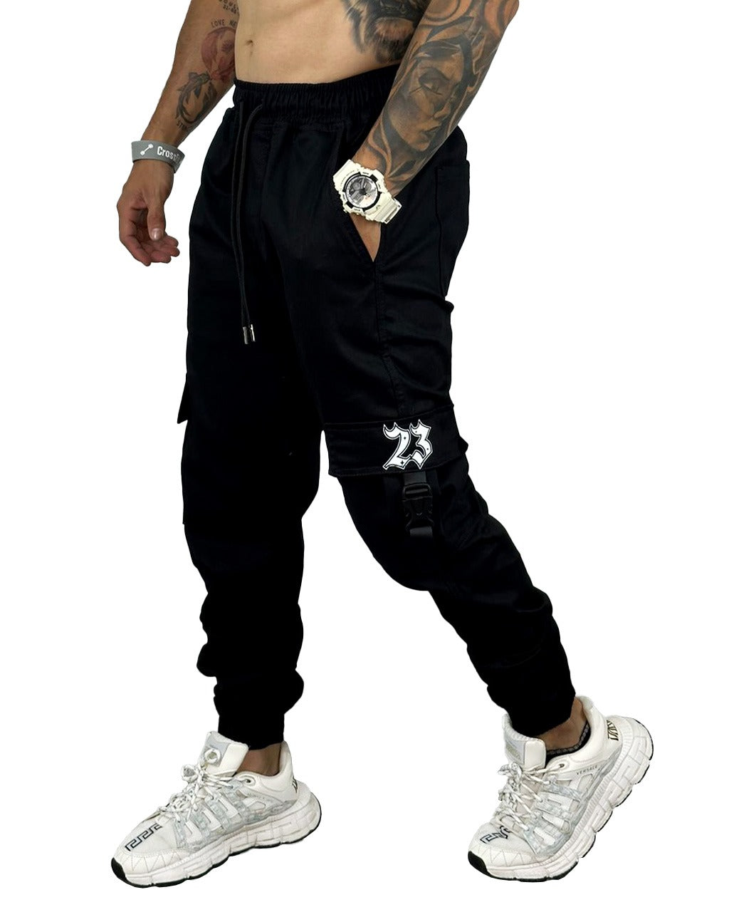 Jogger Negro Cinta Falla Y Estampado