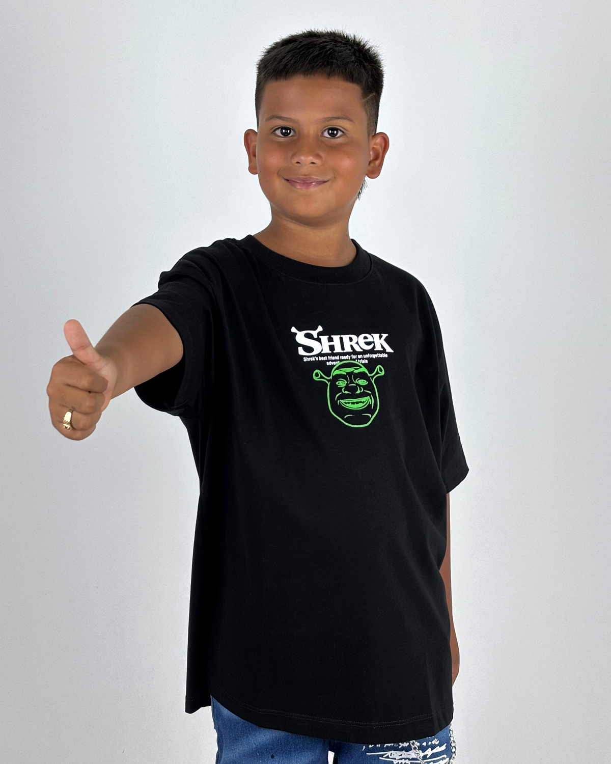 Oversize Negro Niño Shrek Alto Gramaje