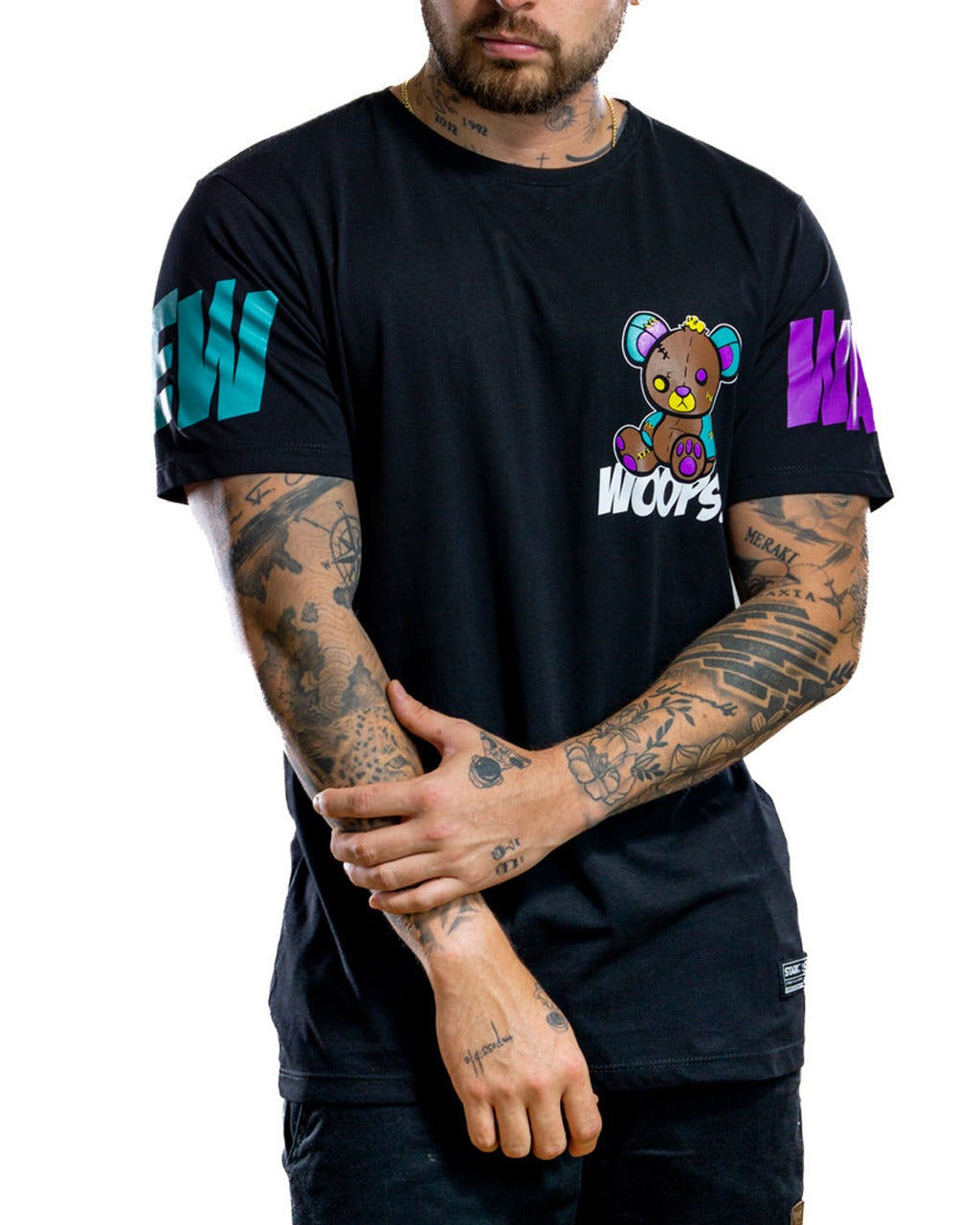 Camiseta Negra Bear Woops - Stark Brand