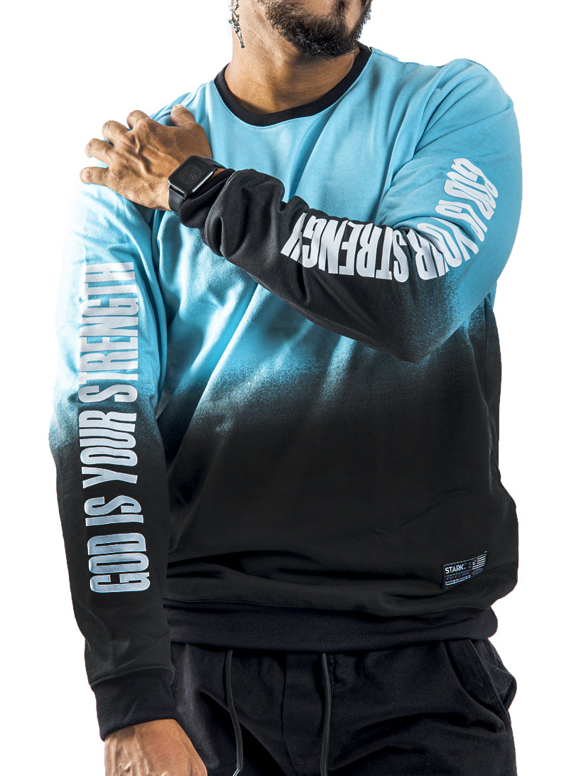 Buzo Azul God difuminado negro