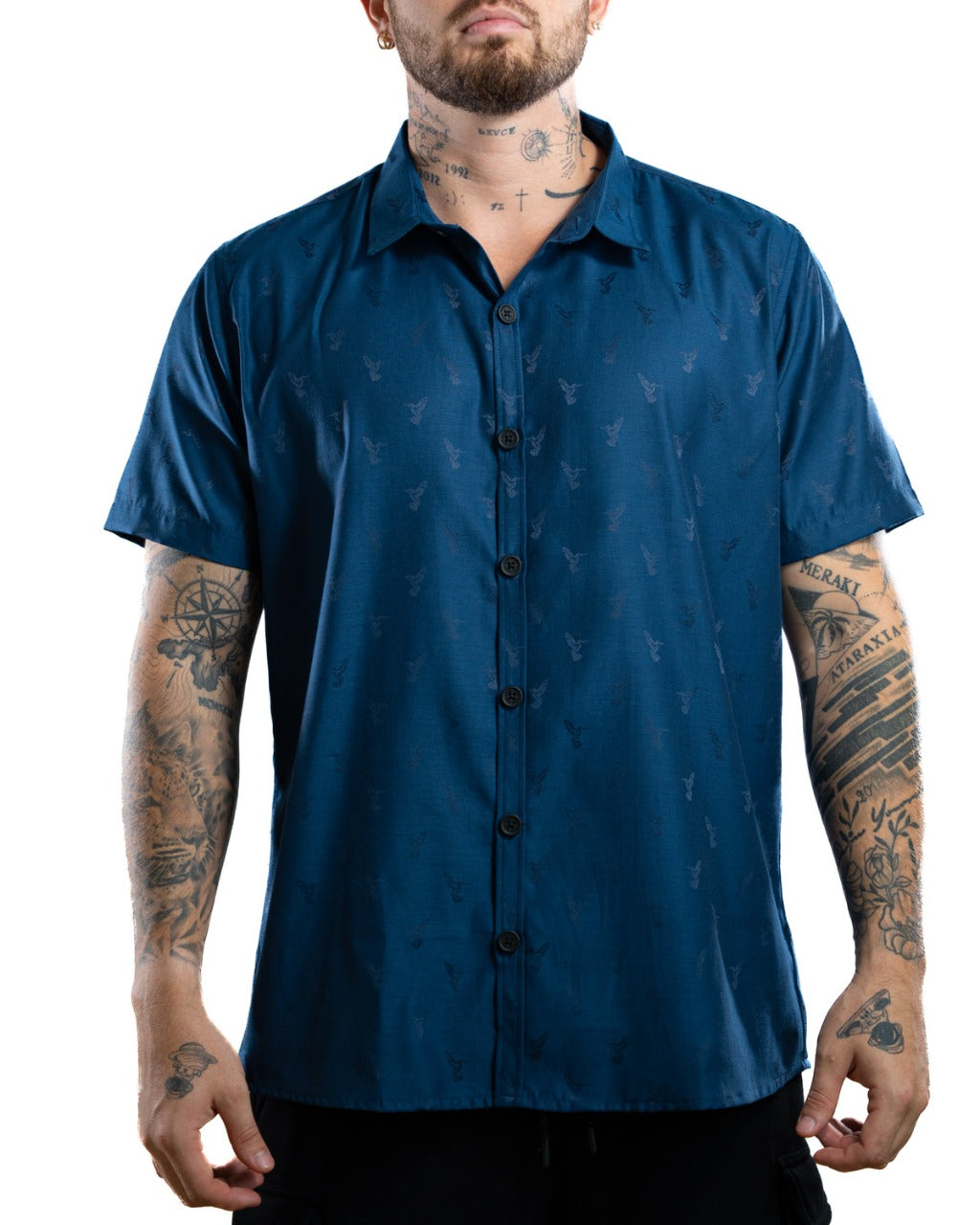 Camisa Azul Bordado - Stark Brand