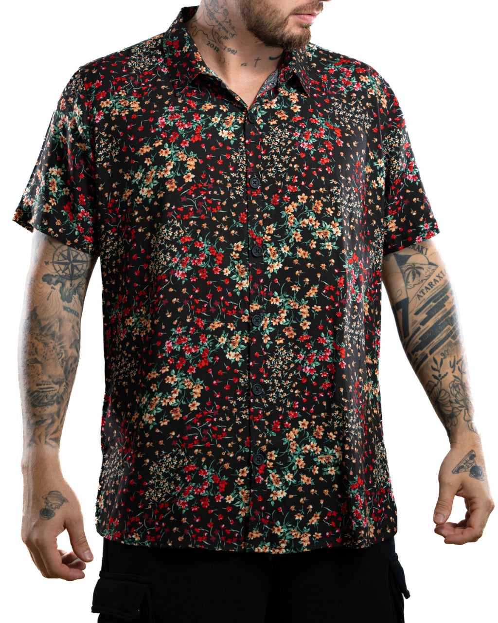 Camisa Negra Floral - Stark Brand