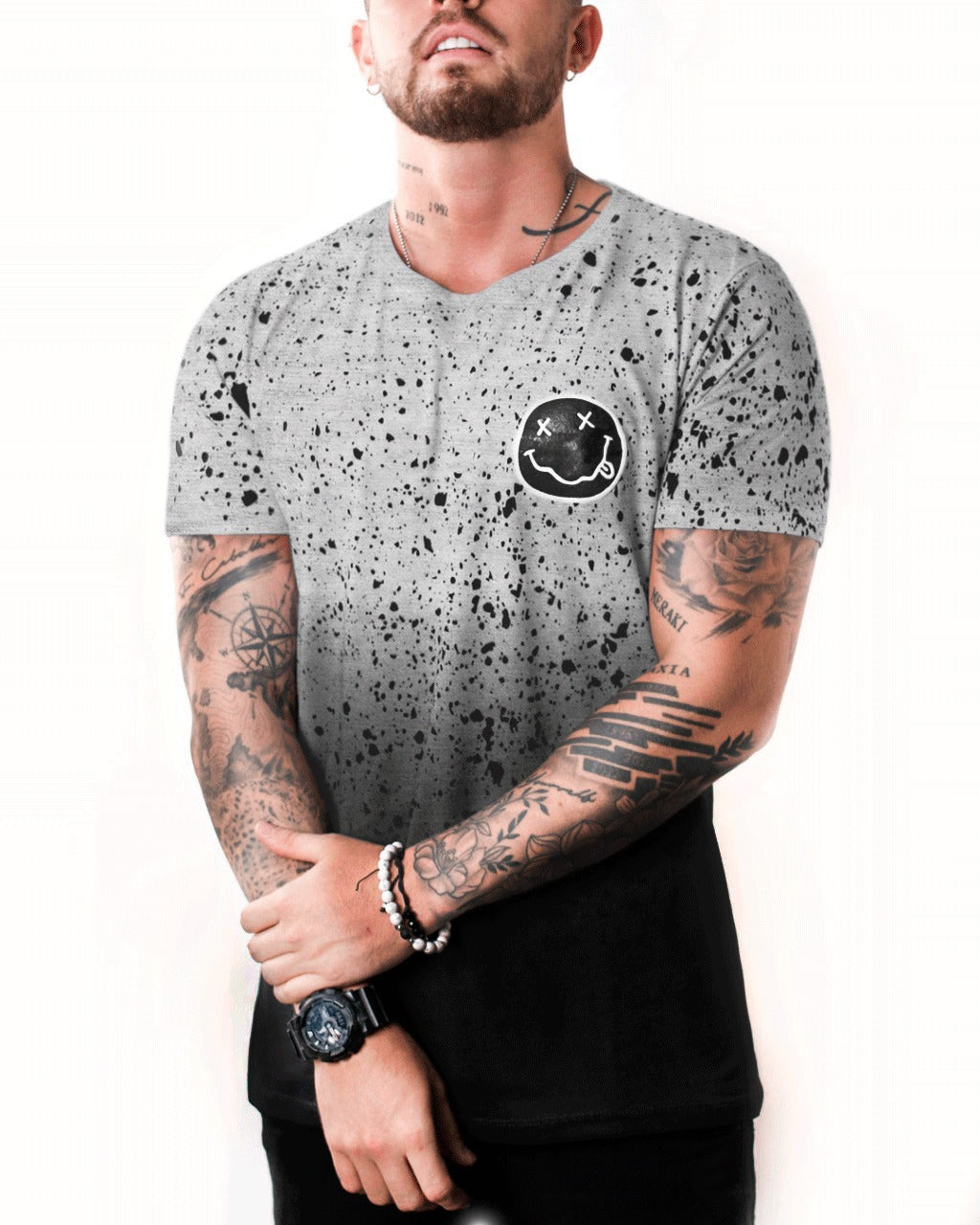 Camiseta gris carita feliz - Stark Brand