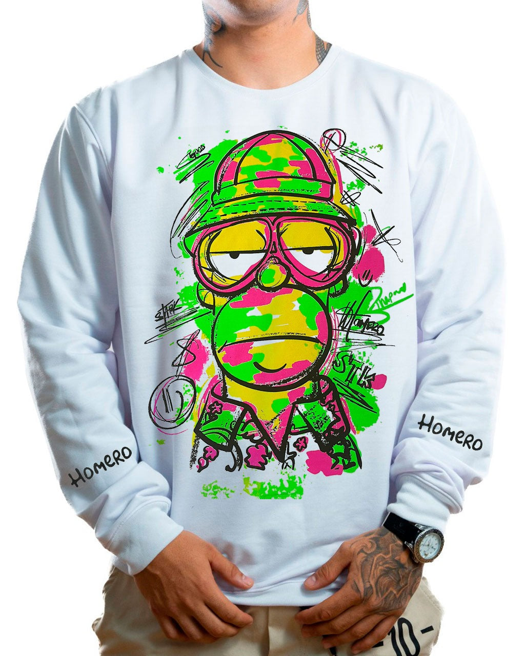 Buzo blanco homero neon - Stark Brand