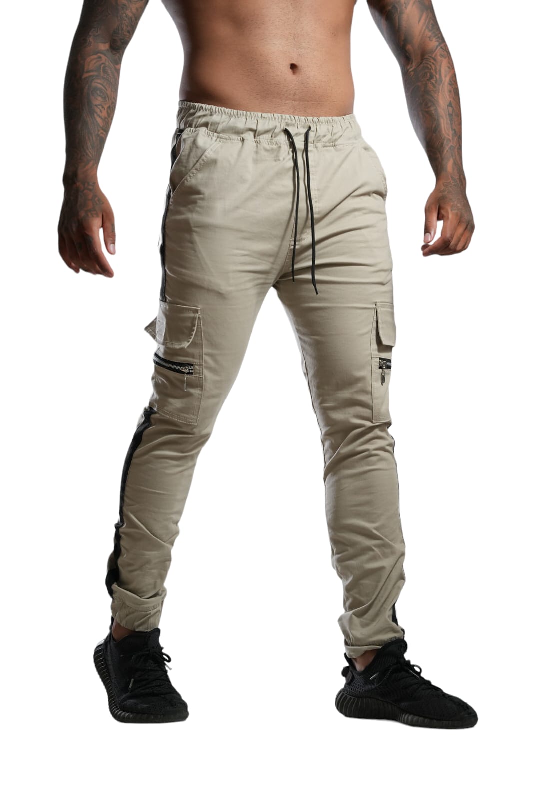 Jogger beige con Cierres
