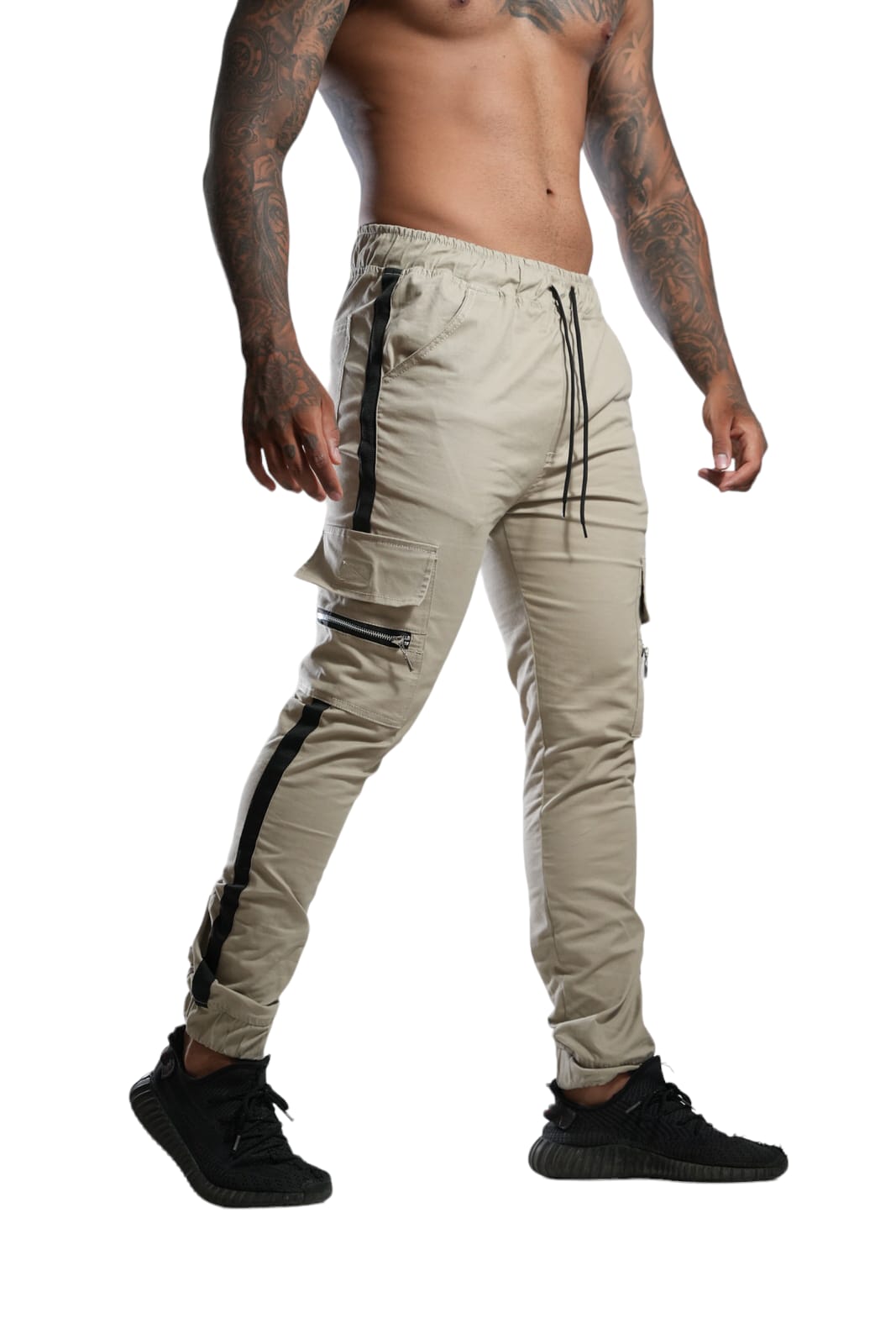 Jogger beige con Cierres
