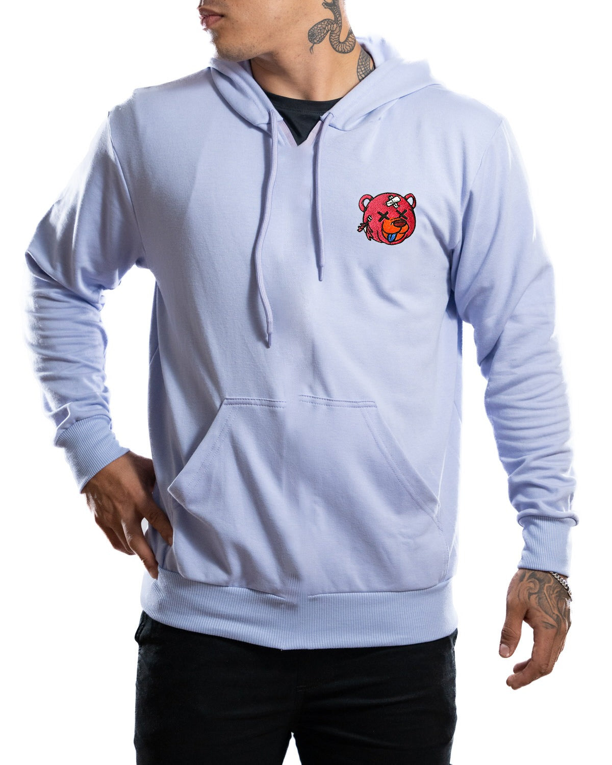 Buzo capucha lila oso