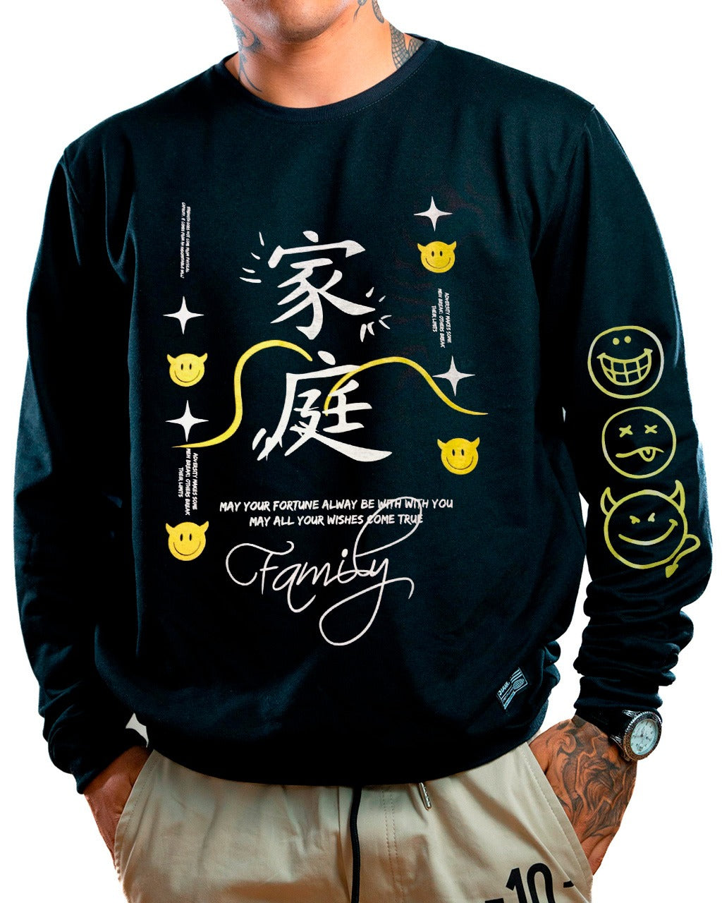 Buzo Negro Letras Chinas Thon - Stark Brand